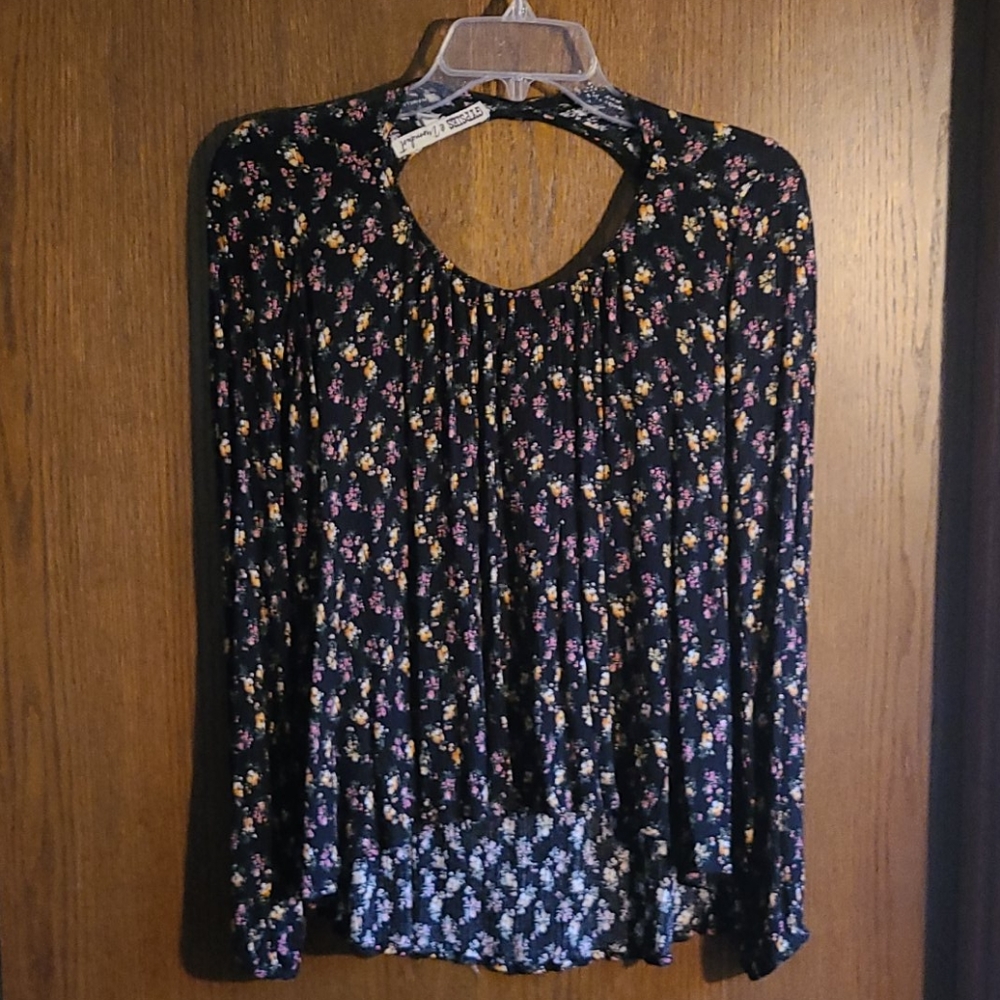 High low print top